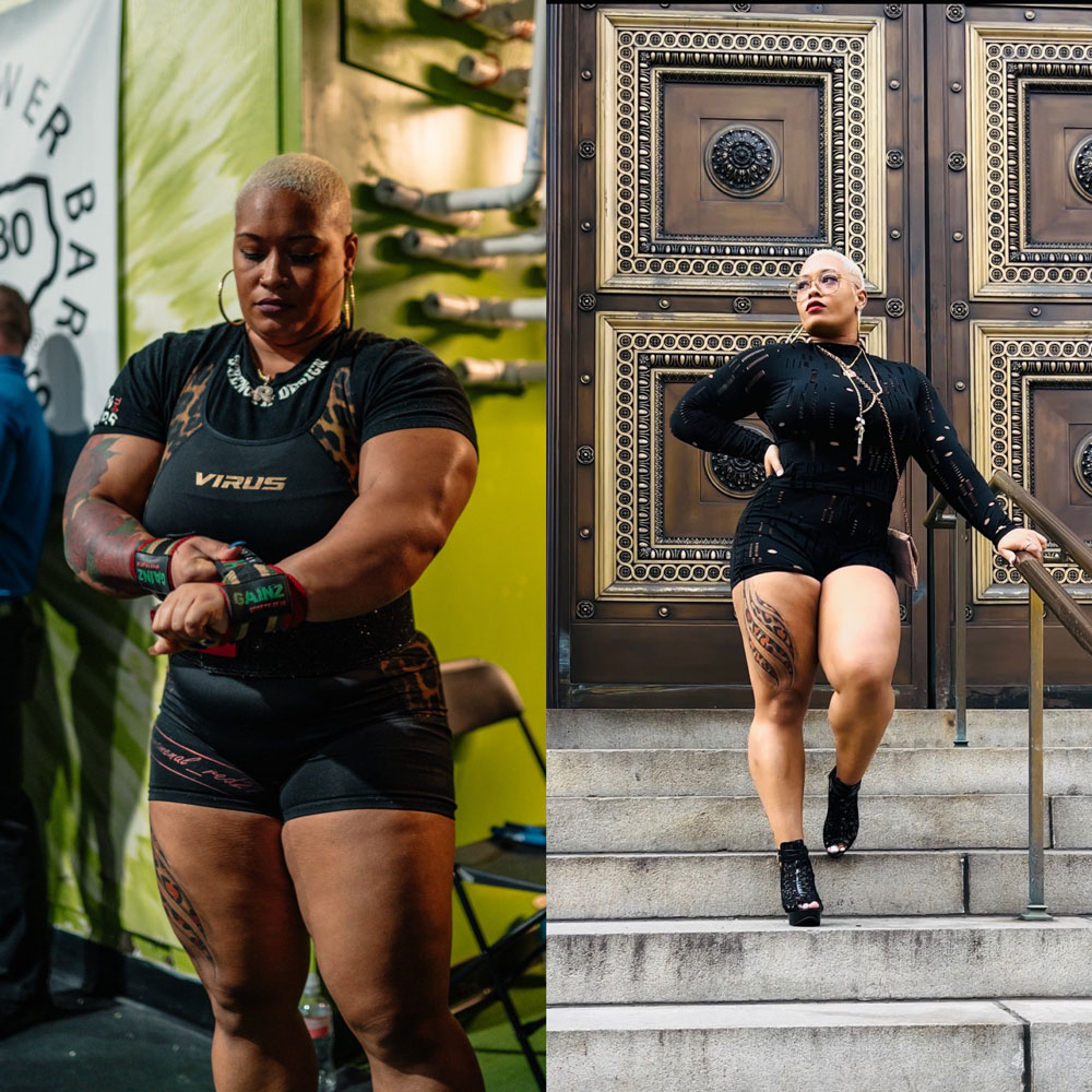 Two images of the coach one getting ready to workout and other is posing with confidence.