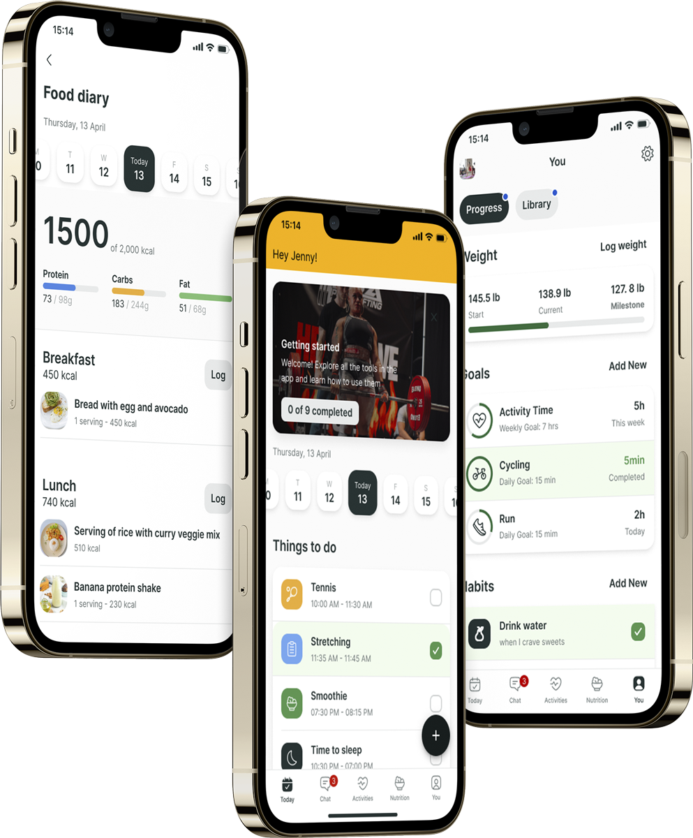 A mockup of the coaching app showcasing the features.